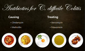 A STEP TOWARDS PEACE Antibiotics for Clostridium Difficile Colitis Vancomycin Red man syndrome Pseudomembranous colitis Ototoxicity Opportunistic infection Nephrotoxicity MSSA MRSA Methicillin Fidaxomicin Clindamycin chemotherapy for cancer C. difficile Colitis antibiotics   