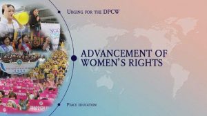 A STEP TOWARDS PEACE 2018 HWPL World Peace Summit: Worldwide Women’s Peace conference WomensPeaceConference The Role of Women in Realizing Peace on the Korean Peninsula and in the World RoleofWomen Peace education Motherhood Man Hee Lee IWPG Hyun Sook Yoon Chairman Man Hee Lee chairman Lee 2018 Worldwide Women’s Peace Conference 2018 HWPL World Peace Summit   