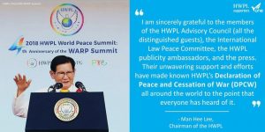 A STEP TOWARDS PEACE The Chairman Man Hee Lee Quotes UN Headquarters Man Hee Lee Quotes Man Hee Lee biography Man Hee Lee Inter Korea Summit chairman Lee 918 WARP 29th World Peace tour 2018 HWPL World Peace Summit   