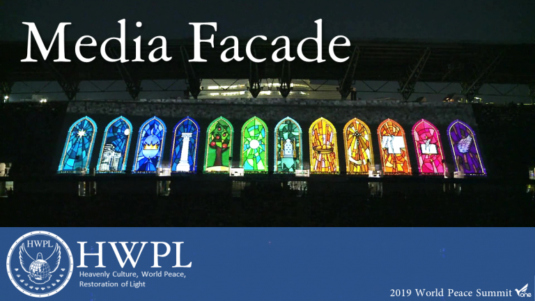 projection mapping and media facade at HWPL 2019 World Peace Summit